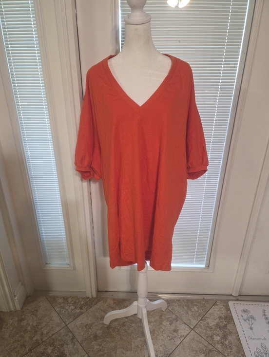 Zara Dresses & Skirts - Zara Womens Vibrant Orange V-Neck Tunic Dress Size Large
